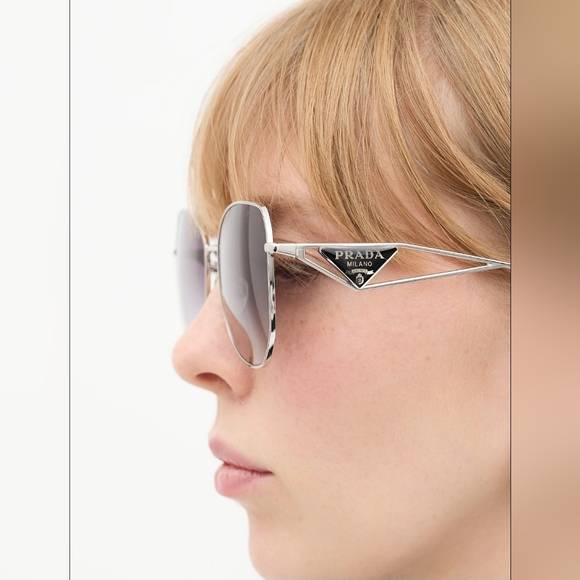 NWT Prada Women's Sunglasses SPR 57YS Silver Grey Gradient Steel Italy 57-18-140 - Picture 16 of 16